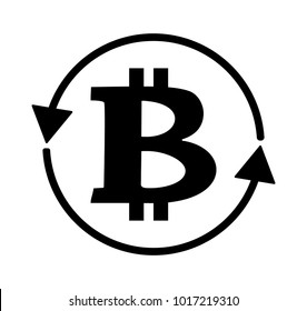 Bitcoin logo sign icon for internet money. Crypto currency coin symbol for using in web projects or mobile applications. Circle arrow around coin, exchange vector illustration