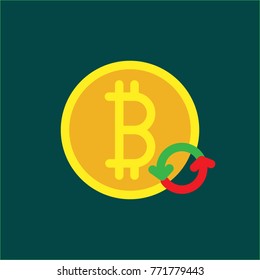 Bitcoin logo sign icon for internet money. Crypto currency coin symbol for using in web projects or mobile applications. With Exchange or Share Illustration