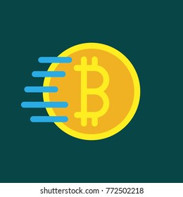 Bitcoin logo sign icon for internet money. Crypto currency coin symbol for using in web projects or mobile applications. with move forward illustration.