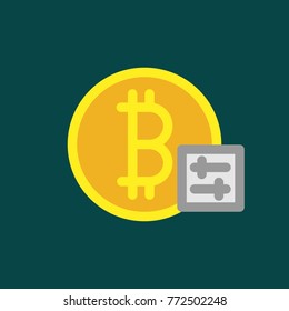 Bitcoin logo sign icon for internet money. Crypto currency coin symbol for using in web projects or mobile applications. with setting illustration.