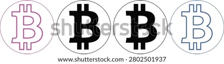 Bitcoin logo symbol in different colors and styles