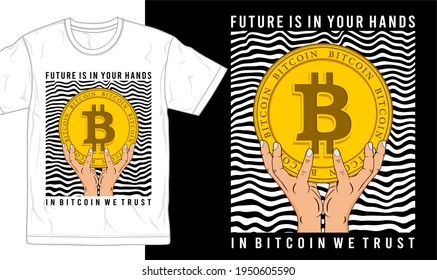 bitcoin logo t shirt design graphic vector 