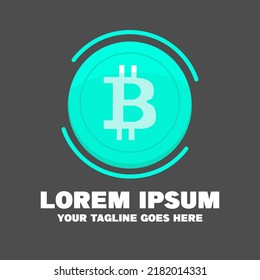 Bitcoin Logo In Teal Color. Logo Template