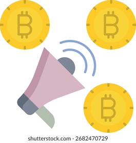Diseño de icono plano de altavoz Bitcoin