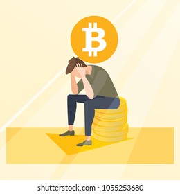 BITCOIN WITH MAN STRESSED OUT
