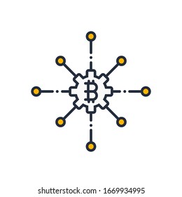 Bitcoin management filled outline icon vector