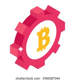 Vector de gestión de bitcoin en estilo isométrico 