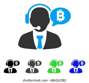 Bitcoin Manager Message flat vector icon. Colored bitcoin manager message gray, black, blue, green pictogram variants. Flat icon style for graphic design.