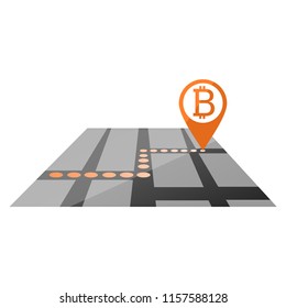 Bitcoin marker on the city map