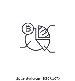 Bitcoin market analysis linear icon concept. Bitcoin market analysis line vector sign, symbol, illustration.