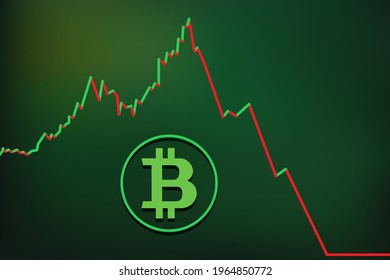 Bitcoin Market Crash Graph Icon. Crypto Market Down Infographics Symbol.