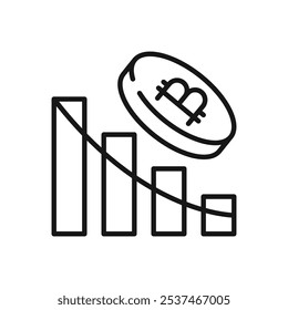 Bitcoin Market decline Trend Graph Illustration