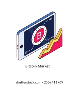 Bitcoin Market isometric Colored illustration. EPS File stock illustration