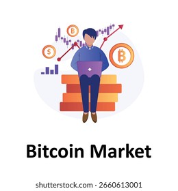 Ilustración vectorial de Bitcoin Market que puede editar o modificar fácilmente

