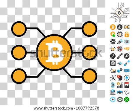 Bitcoin Masternode Links icon with bonus bitcoin mining and blockchain images. Vector illustration style is flat iconic symbols. Designed for crypto-currency software. Stock photo © 