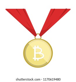 bitcoin medal cartoon object, vector illustrator