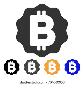 Bitcoin Medal Coin icon. Vector illustration style is flat iconic symbol with black, gray, orange, blue color variants. Designed for web and software interfaces.