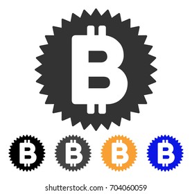 Bitcoin Medal Coin icon. Vector illustration style is flat iconic symbol with black, grey, orange, blue color variants. Designed for web and software interfaces.