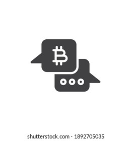Bitcoin message vector icon. filled flat sign for mobile concept and web design. Cryptocurrency speech bubble glyph icon. Symbol, logo illustration. Vector graphics