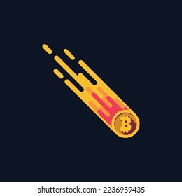 Bitcoin meteorite graphic design. Business cryptocurrency concept. vector illustration