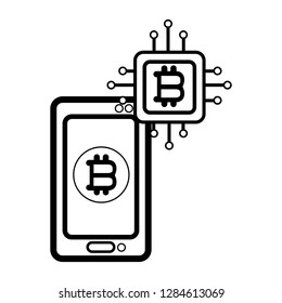 bitcoin microchip icon black and white