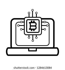bitcoin microchip icon black and white