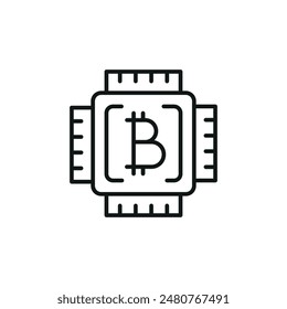 Icono de microchip Bitcoin. Icono de microchip de Bitcoin simple para redes sociales, App y Diseño web. Ilustración vectorial