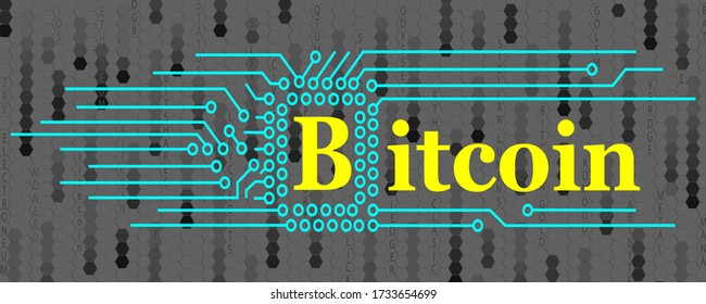 Bitcoin y microcircuito Caídas de lluvia electrónica de las criptomonedas