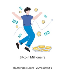 Ilustración vectorial de diseño de estilo plano Bitcoin Millionaire. ilustración de stock