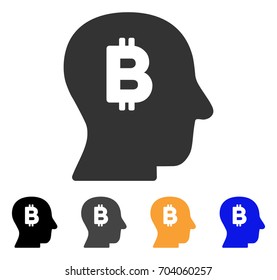 Bitcoin Mind icon. Vector illustration style is flat iconic symbol with black, grey, orange, blue color variants. Designed for web and software interfaces.