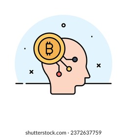 Bitcoin mind vector design in modern style, ready to use icon