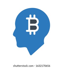 bitcoin mind  vector glyph color icon 