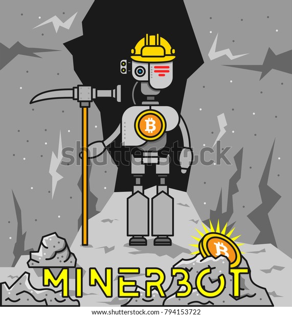 Bitcoin Miner Robot Stock Vector Royalty Free 794153722 - 