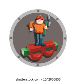 Bitcoin miner standing on bitcoin 