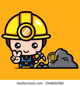 Bitcoin miner vector design with winning pose