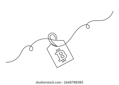 Bitcoin minimale kontinuierliche einzeilige Zeichnung einzelne Umriss Kryptowährung Vektor Symbol