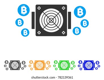 Bitcoin Mining Asic Device icon. Vector illustration style is a flat iconic bitcoin mining asic device symbol with gray, green, blue, yellow color versions. Designed for web and software interfaces.