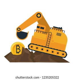 Bitcoin mining and backhoe machinery vehicle
