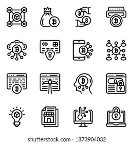 
Bitcoin Mining and Blockchain Solid Icons 