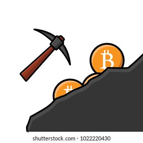 bitcoin mining cartoon design illustration