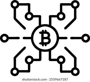 Bitcoin mining circuit concept as Close up of a seamless tile pattern featuring stylized computer circuits and Bitcoin symbols. Camera slowly zooms out to reveal the intricate network of cryptocurrenc