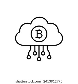 Bitcoin mining cloud  icon vector cryptocurrency icon