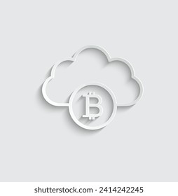 Icono de criptodivisa del vector de icono de nube de minería de bitcoin