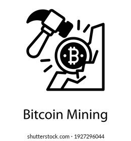 
Bitcoin mining concept, hammer digging bitcoin 