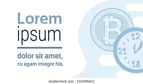 bitcoin mining crypto currency concept template for design work and animation flat copy space horizontal vector illustration