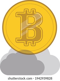 Bitcoin mining. Drawings on the topic of bitcoin. Flat design.