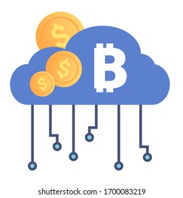 Bitcoin Mining Farm. Digitale Kryptowährung. Modernes Web-Geld. Abbau von Kryptowährungen. Bauernhof mit Videokarten. Vektorillustration flach. Konzept der Kryptowährung, des Bitcoin-Bergbaus, des Bauernhofs