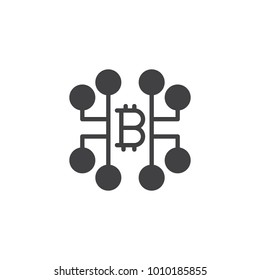 Bitcoin mining farm line icon, outline vector sign, linear style pictogram isolated on white. Symbol, logo illustration. Editable stroke