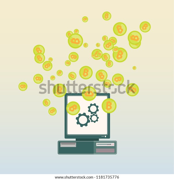 Bitcoin Mining First Age Mining By Stock Vector Ro!   yalty Free - 