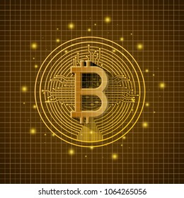 bitcoin mining gold set icons